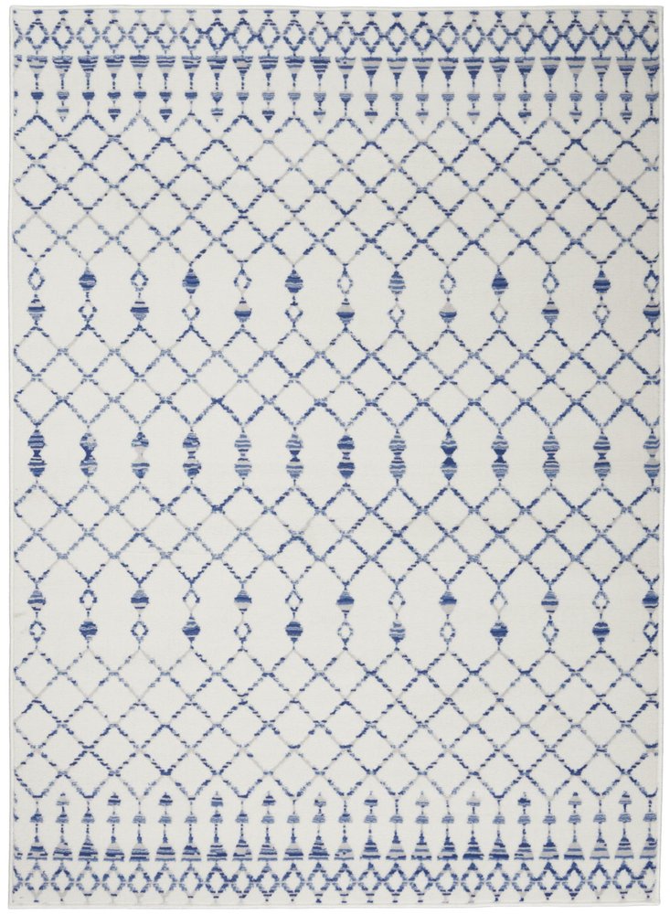 6' X 9' Ivory And Blue Geometric Area Rug