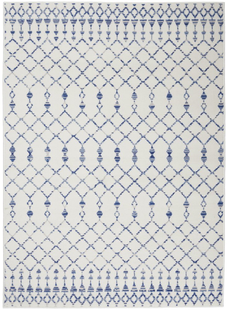 6' X 9' Ivory And Blue Geometric Area Rug