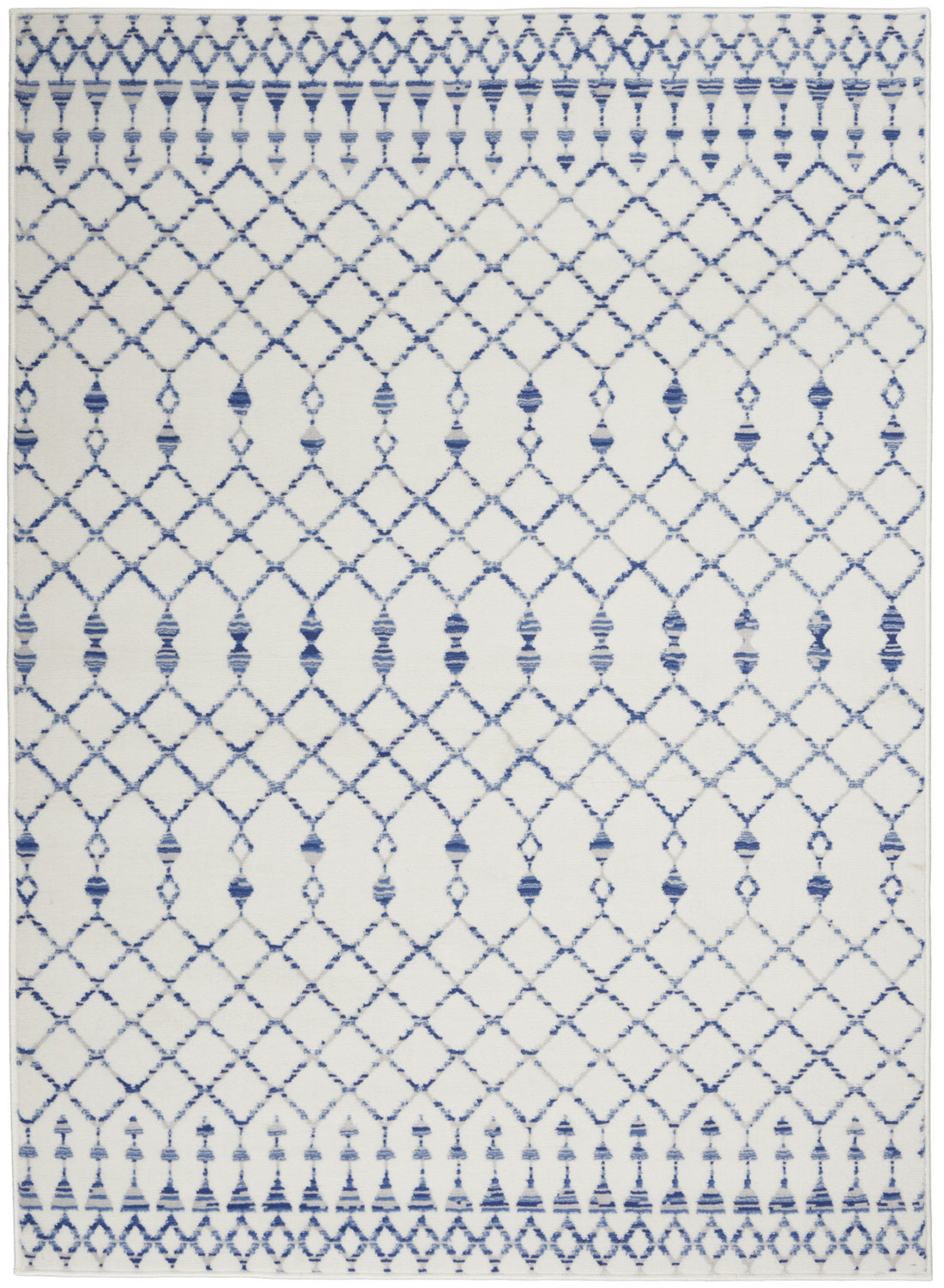 6' X 9' Ivory And Blue Geometric Area Rug