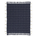 Navy And White Stitched Square Pattern Cotton Throw Blanket