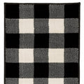 8' Ivory And Black Gingham Runner Rug