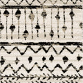 8' Ivory And Black Tribal Runner Rug