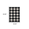 8' Ivory And Black Gingham Runner Rug