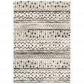 8' Ivory And Black Tribal Runner Rug