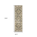 2' X 8' Beige And Gray Traditional Medallion Indoor Runner Rug