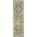 2' X 8' Beige And Gray Traditional Medallion Indoor Runner Rug