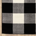 7' X 9' Black And Ivory Gingham Area Rug