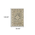 2' X 8' Beige And Gray Traditional Medallion Indoor Runner Rug