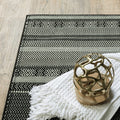 10' X 13' Black And Ivory Geometric Area Rug