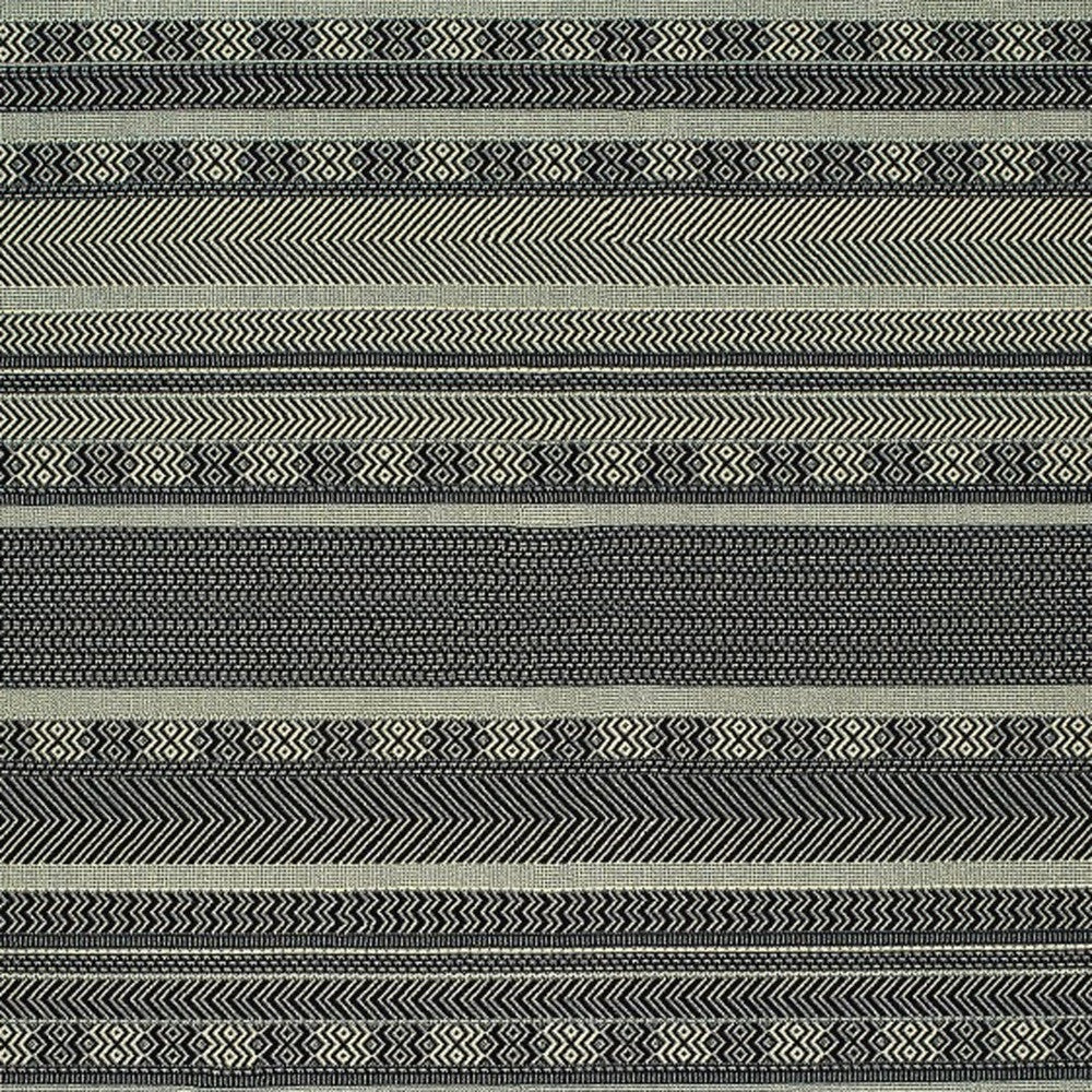 9' X 12' Black Ivory Machine Woven Geometric Indoor Area Rug