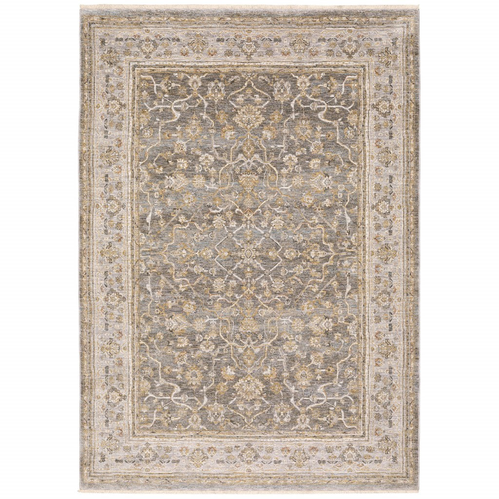 6' X 9' Beige Grey Machine Woven Oriental Indoor Arean Rug