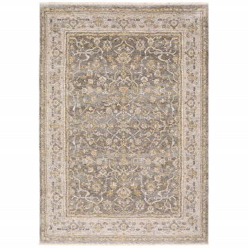 6' X 9' Beige Grey Machine Woven Oriental Indoor Arean Rug