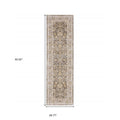 8' Beige Grey Machine Woven Oriental Indoor Runner Rug