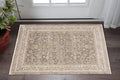 8' Beige Grey Machine Woven Oriental Indoor Runner Rug