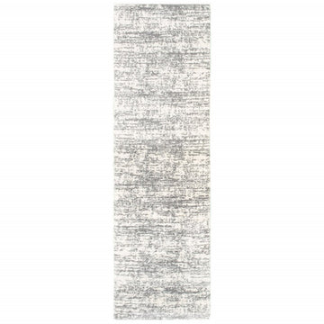 2' X 8' Ivory And Gray Abstract Strokes Runner Rug