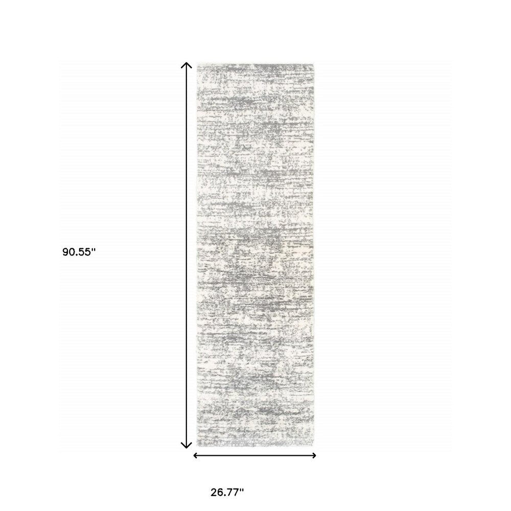 5' X 8' Ivory And Gray Abstract Strokes Area Rug