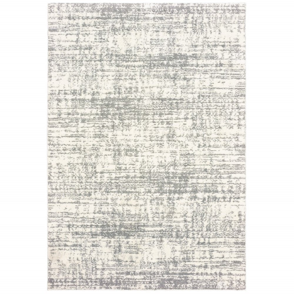 5' X 8' Ivory And Gray Abstract Strokes Area Rug