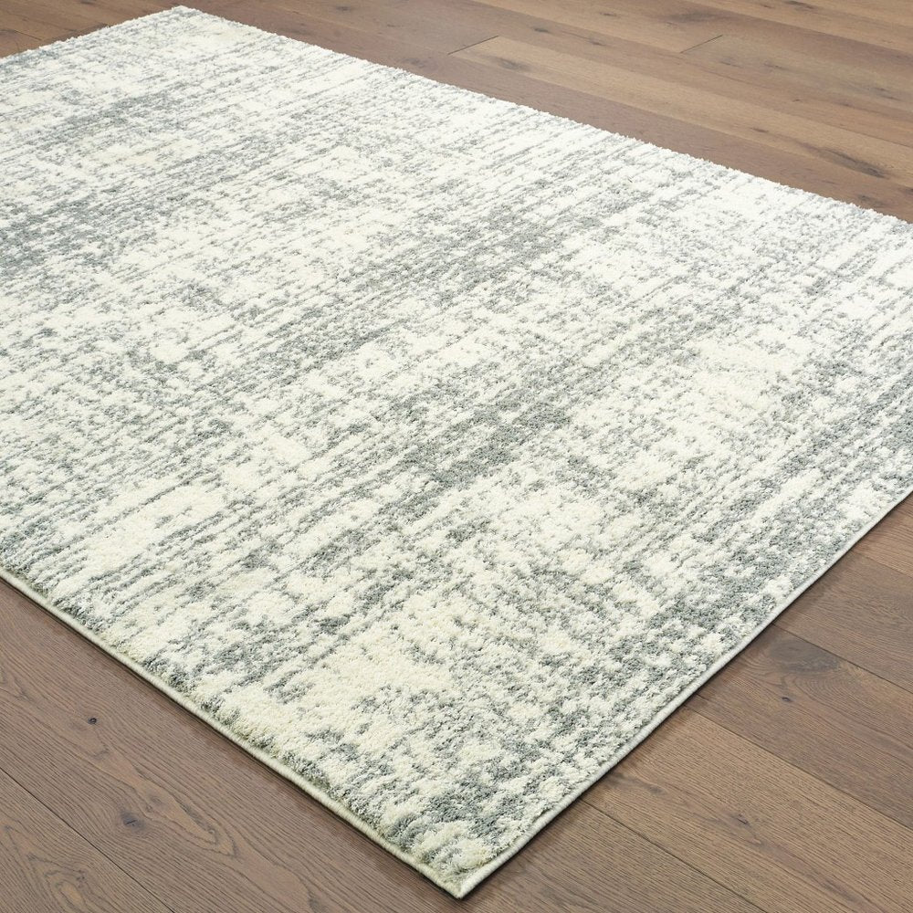 2' X 8' Ivory And Gray Abstract Strokes Runner Rug