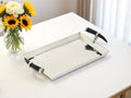 19" Silver Stainless Steel Serving Tray With Horn Handles