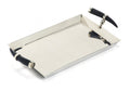 19" Silver Stainless Steel Serving Tray With Horn Handles