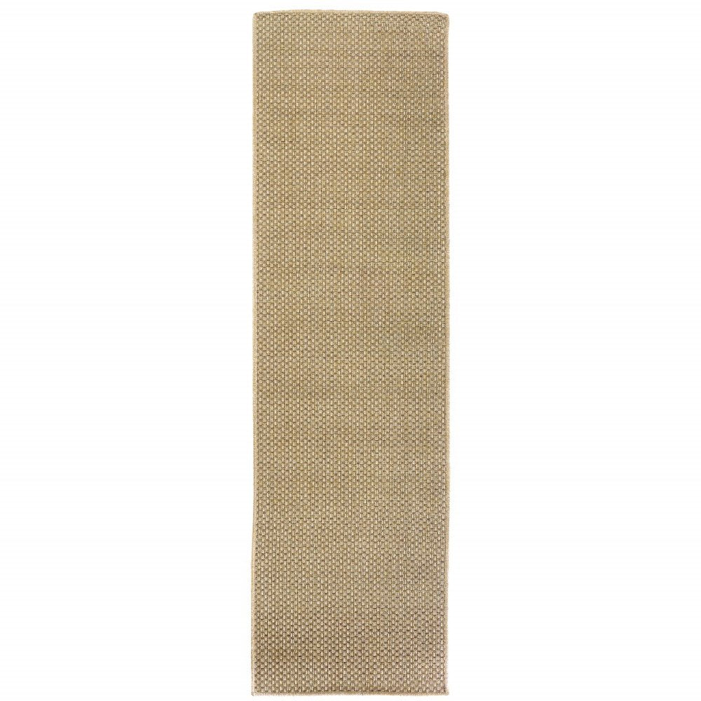 8' Beige Indoor Outdoor Runner Rug