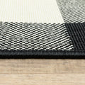 8' Black And Ivory Indoor Outdoor Runner Rug