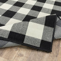 8' Black And Ivory Indoor Outdoor Runner Rug