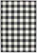 8' Black And Ivory Indoor Outdoor Runner Rug