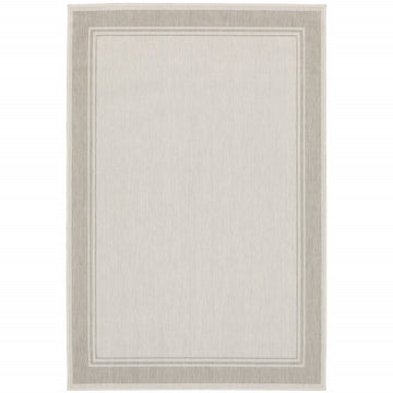 3' X 5' Gray and Ivory Indoor Outdoor Area Rug