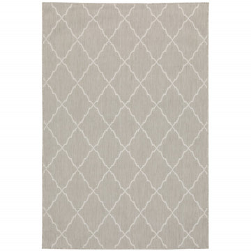 3' X 5' Gray and Ivory Indoor Outdoor Area Rug