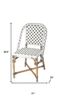 21" Black And White Woven Faux Rattan Outdoor Dining Chair