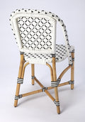 21" Black And White Woven Faux Rattan Outdoor Dining Chair