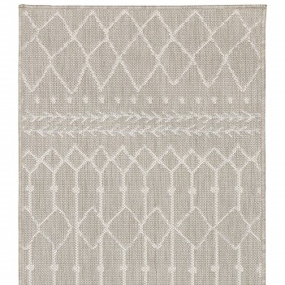 3' X 6' Gray And Ivory Indoor Outdoor Runner Rug