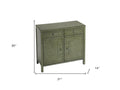 31" Green Solid Wood Two Drawer Sideboard with Two Doors