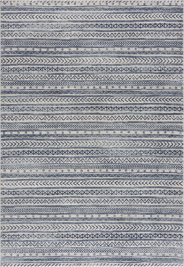 2' X 4' Navy Blue Decorative Stripes Area Rug