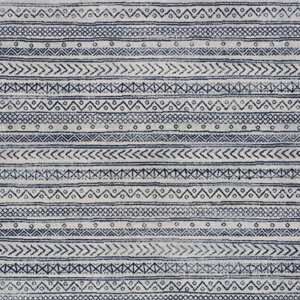 2' X 4' Navy Blue Decorative Stripes Area Rug