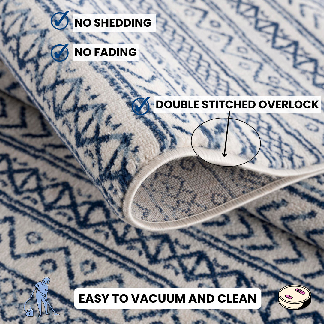 2' X 4' Navy Blue Decorative Stripes Area Rug