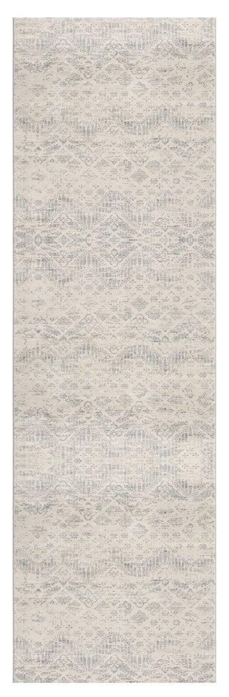 2' X 3' Ivory Distressed Ikat Pattern Scatter Rug
