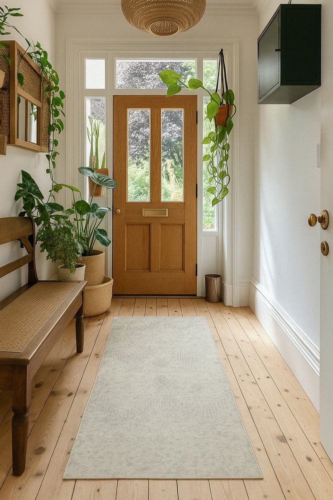 2' X 3' Ivory Distressed Ikat Pattern Scatter Rug