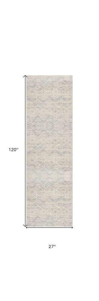 2' X 3' Ivory Distressed Ikat Pattern Scatter Rug