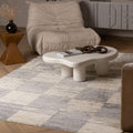 7' X 9' Gray and White Checkered Power Loom Distressed Area Rug
