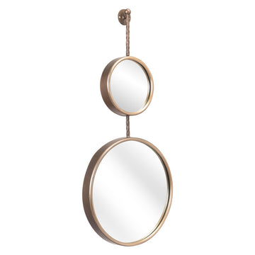 35" Gold Round Steel Framed Accent Mirror