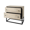 32" Natural Solid Wood Two Drawer Sideboard