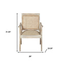 28" Cream and Natural Fabric Distressed Arm Chair