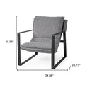 35" Gray and Black Fabric Wingback Chair