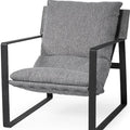 35" Gray and Black Fabric Lounge Chair