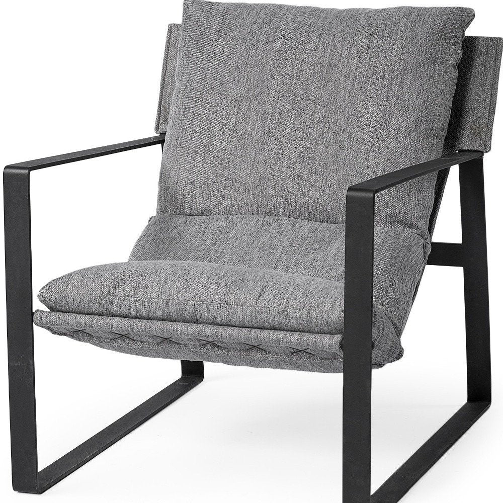 35" Gray and Black Fabric Lounge Chair
