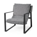 35" Gray and Black Fabric Lounge Chair