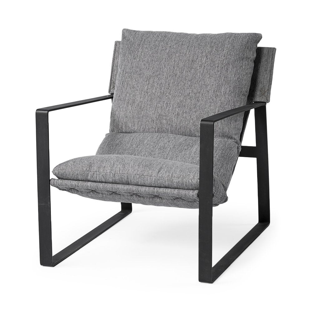 35" Gray and Black Fabric Lounge Chair