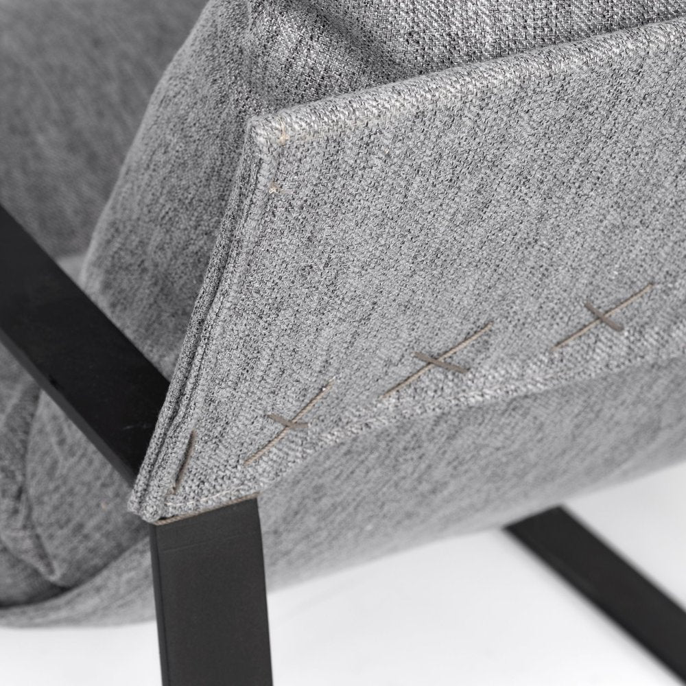 35" Gray and Black Fabric Lounge Chair